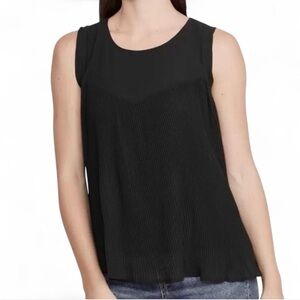 ZARA Pleated Sleeveless Lined Black Top {Small}